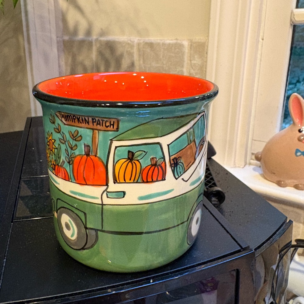 Pumpkin Truck Coffee Mug Cup Glory Haus Kalyn Dunks Green Orange